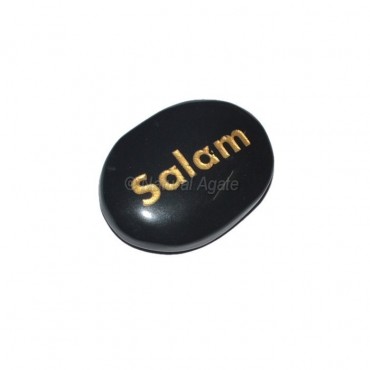 Black Agate Salam  Engraved Stone
