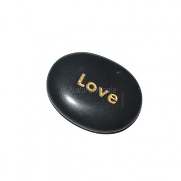 Black Agate Love  Engraved Stone