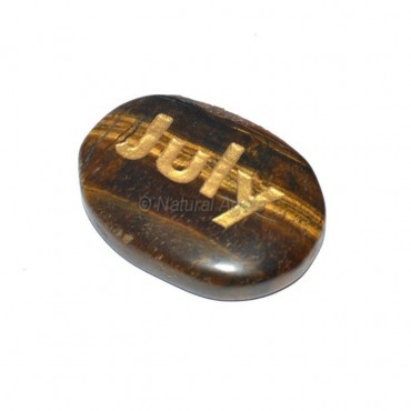 Tiger Eye July Engraved Stone