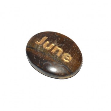 Tiger Eye June Engraved Stone