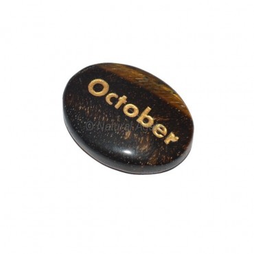 Tiger Eye October Engraved Stone