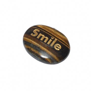 Tiger Eye Smile Engraved Stone