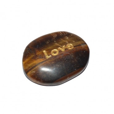 Tiger Eye Love Engraved Stone