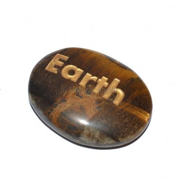 Tiger Eye Earth Engraved Stone