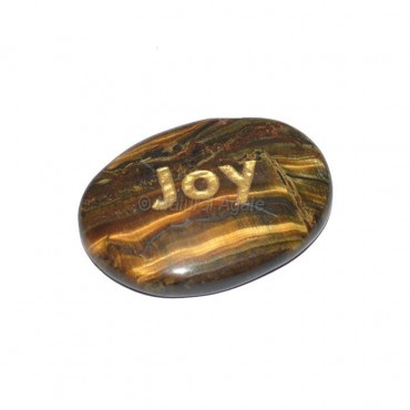 Tiger Eye Joy Engraved Stone