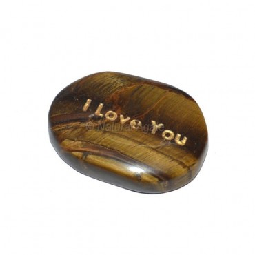Tiger Eye I Love You Engraved Stone
