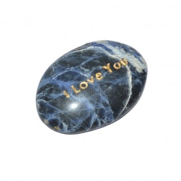 Sodalite I Love You Engraved Stone