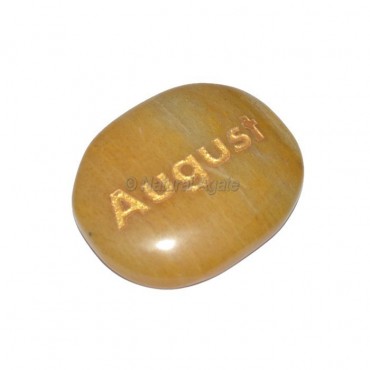 Yellow Jasper August Engraved Stone