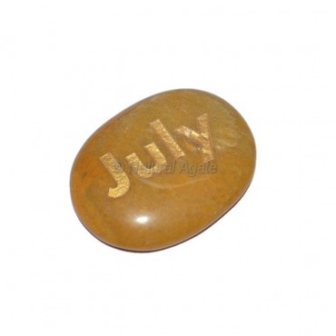 Yellow Jasper July Engraved Stone