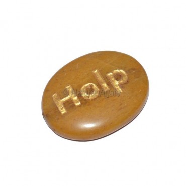 Yellow Jasper Help Engraved Stone