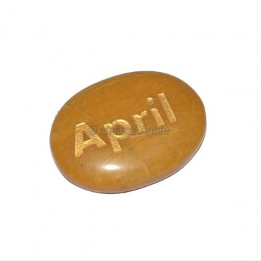 Yellow Jasper April Engraved Stone