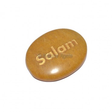 Yellow Jasper Salam Engraved Stone