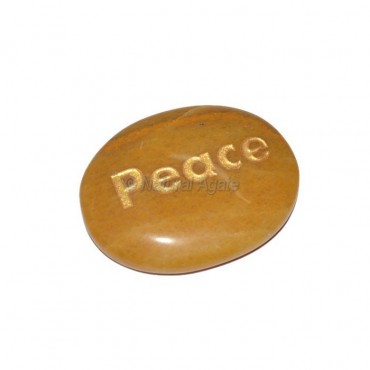Yellow Jasper Peace Engraved Stone