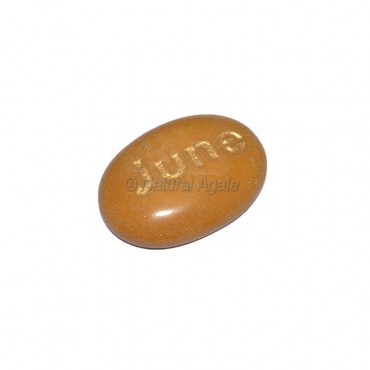 Yellow Jasper June Engraved Stone