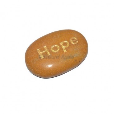 Yellow Jasper Hope Engraved Stone