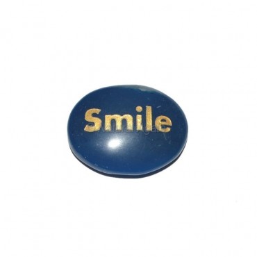 Blue Onyx Smile  Engraved Stone