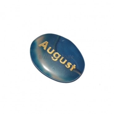 Blue Onyx August  Engraved Stone