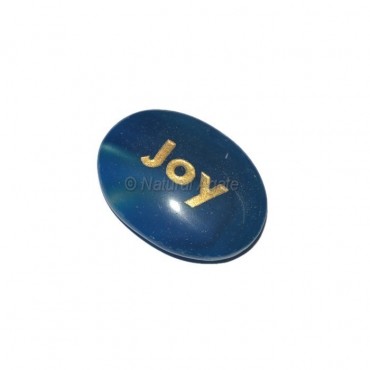 Blue Onyx Joy  Engraved Stone