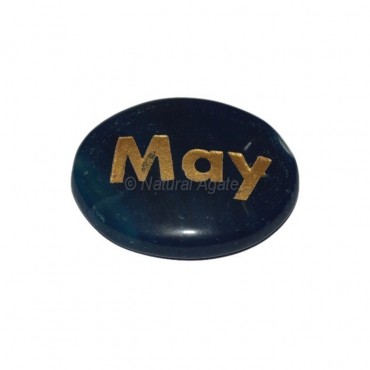 Blue Onyx May Engraved Stone