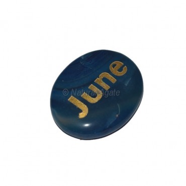 Blue Onyx June Engraved Stone