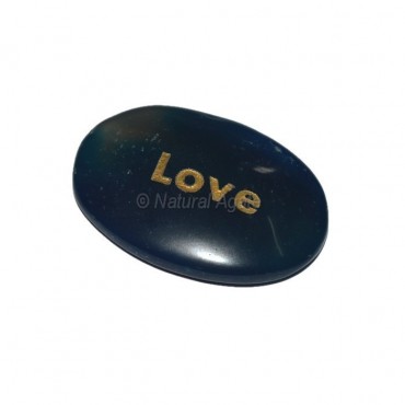 Blue Onyx Love Engraved Stone