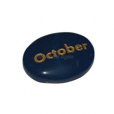 Blue Onyx October Engraved Stone