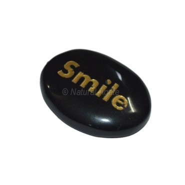 Black Onyx Smile Engraved Stone