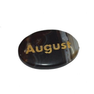 Black Onyx August  Engraved Stone