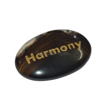 Black Onyx Harmony  Engraved Stone