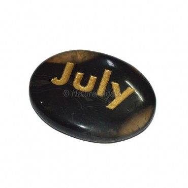 Black Onyx July  Engraved Stone