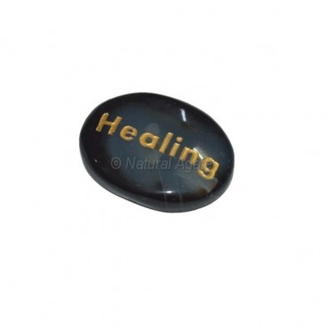 Black Onyx Healing  Engraved Stone