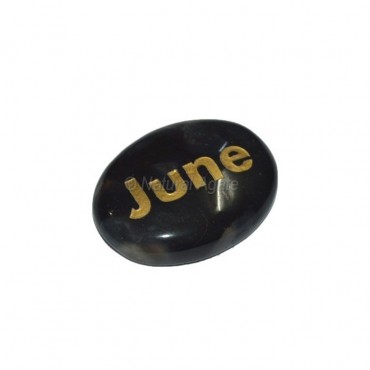 Black Onyx June  Engraved Stone