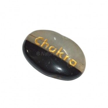 Black Onyx Chakra  Engraved Stone