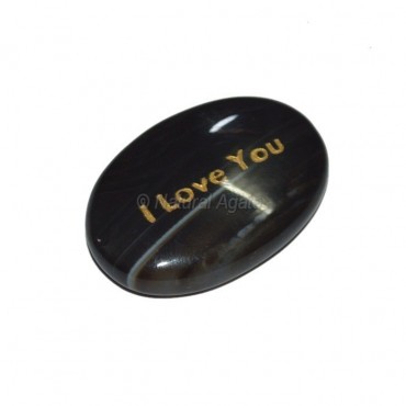 Black Onyx I Love You  Engraved Stone