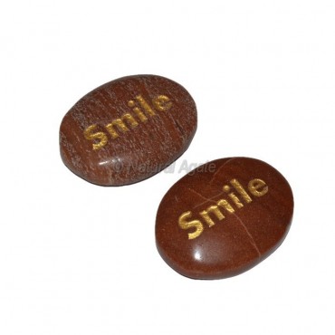 Peach Aventurine Smile Engraved Stone