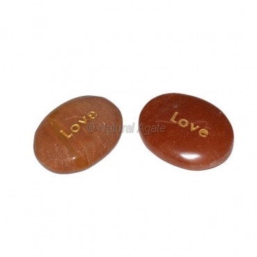 Peach Aventurine Love  Engraved Stone