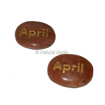 Peach Aventurine April Engraved Stone