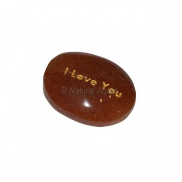 Peach Aventurine I Love You Engraved Stone