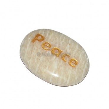 Moon Stone Peace Engraved Stone