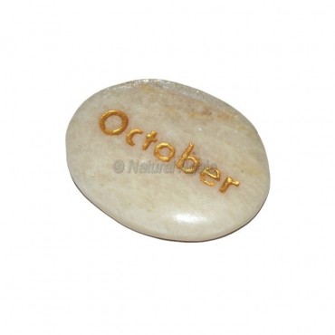 Moon Stone October Engraved Stone