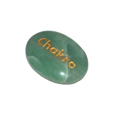 Green Aventurine Chakra Engraved Stone