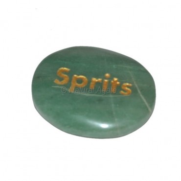 Green Aventurine  Sprits Engraved Stone