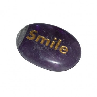 Amethyst Smile Engraved Stone