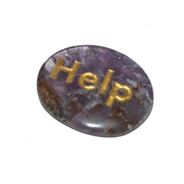 Amethyst Help Engraved Stone