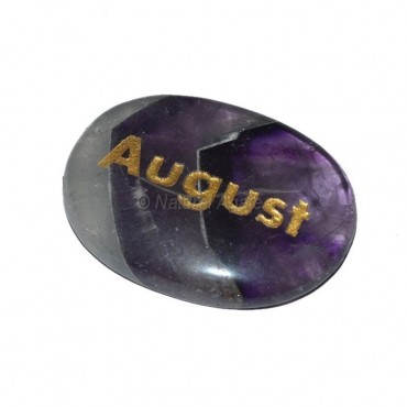 Amethyst August Engraved Stone