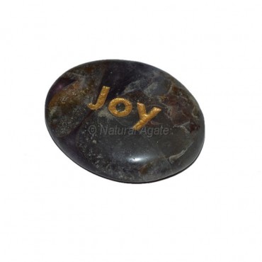 Amethyst Joy Engraved Stone