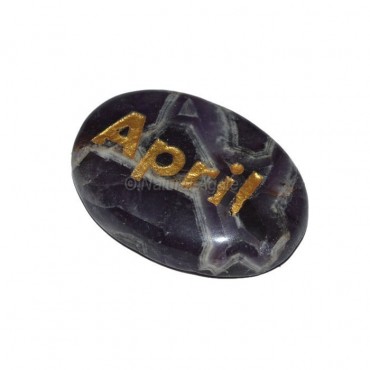 Amethyst April Engraved Stone