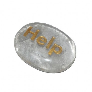 Crystal Quartz Help Engraved Stone