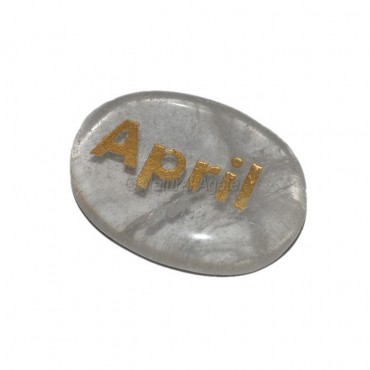 Crystal Quartz April Engraved Stone