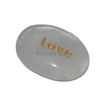 Crystal Quartz Love Engraved Stone